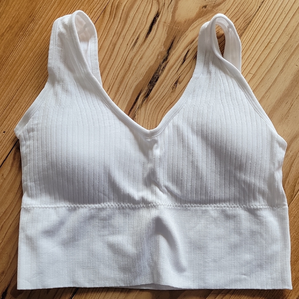 White Ribbed Women's Bralette